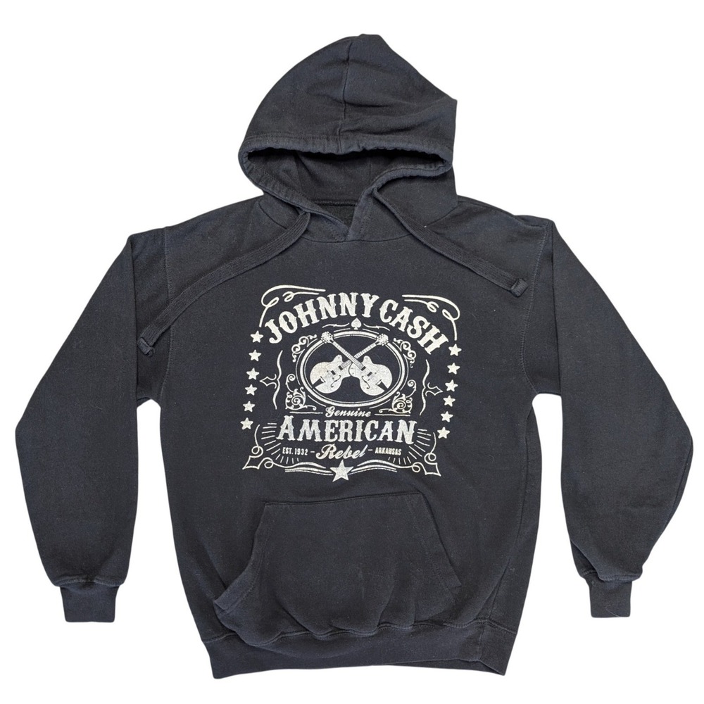 Johnny Cash Small Philcos Black Graphic‎ Pullover Hoodie